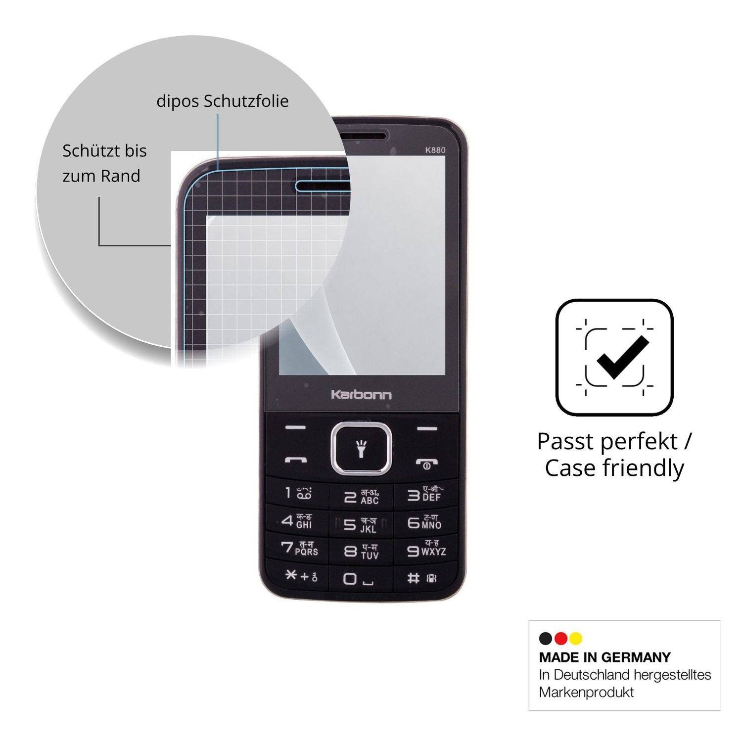 Schutzglasfolie mit optimaler Passform, zur Verwendung mit Hüllen geeignet