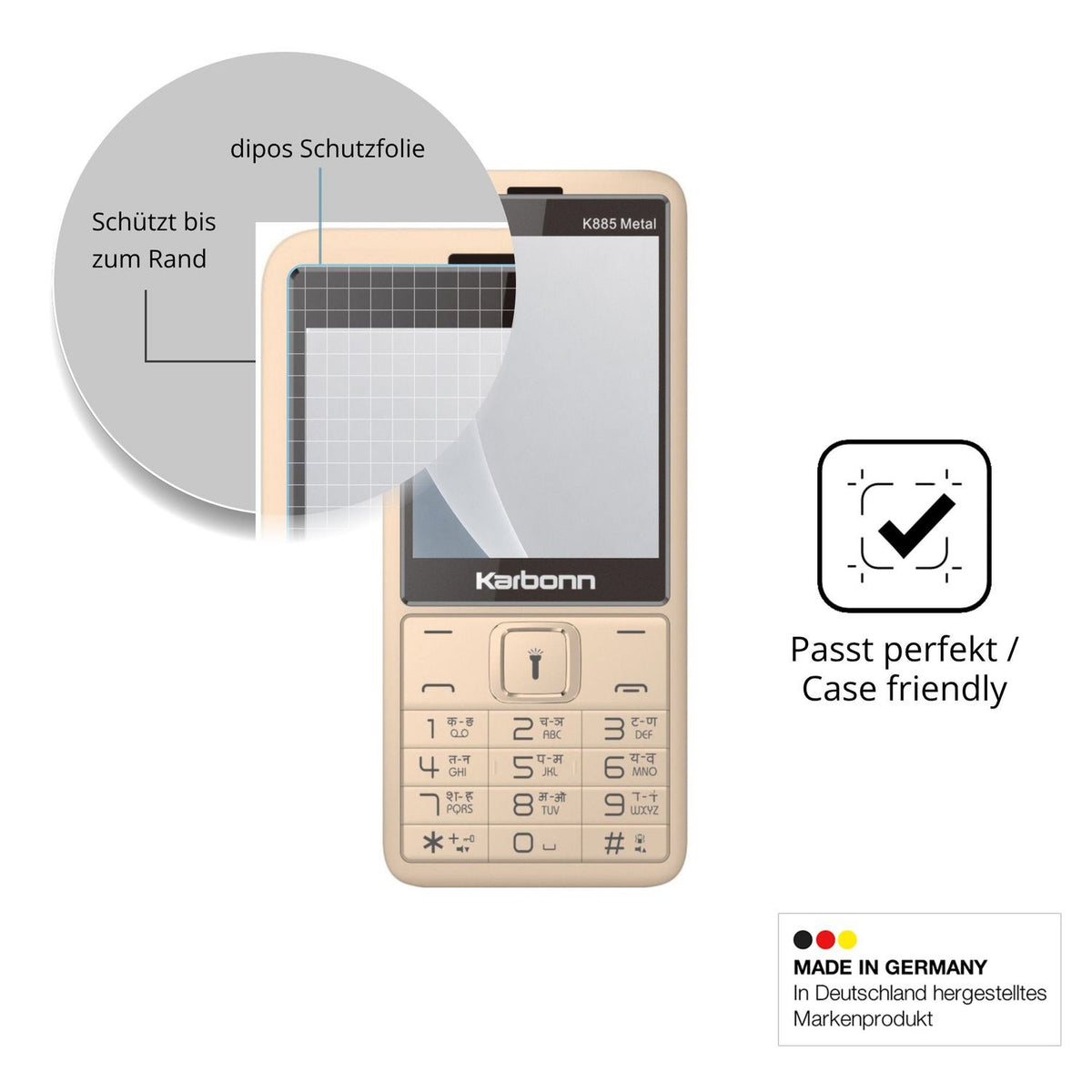 Schutzglasfolie mit optimaler Passform, zur Verwendung mit Hüllen geeignet