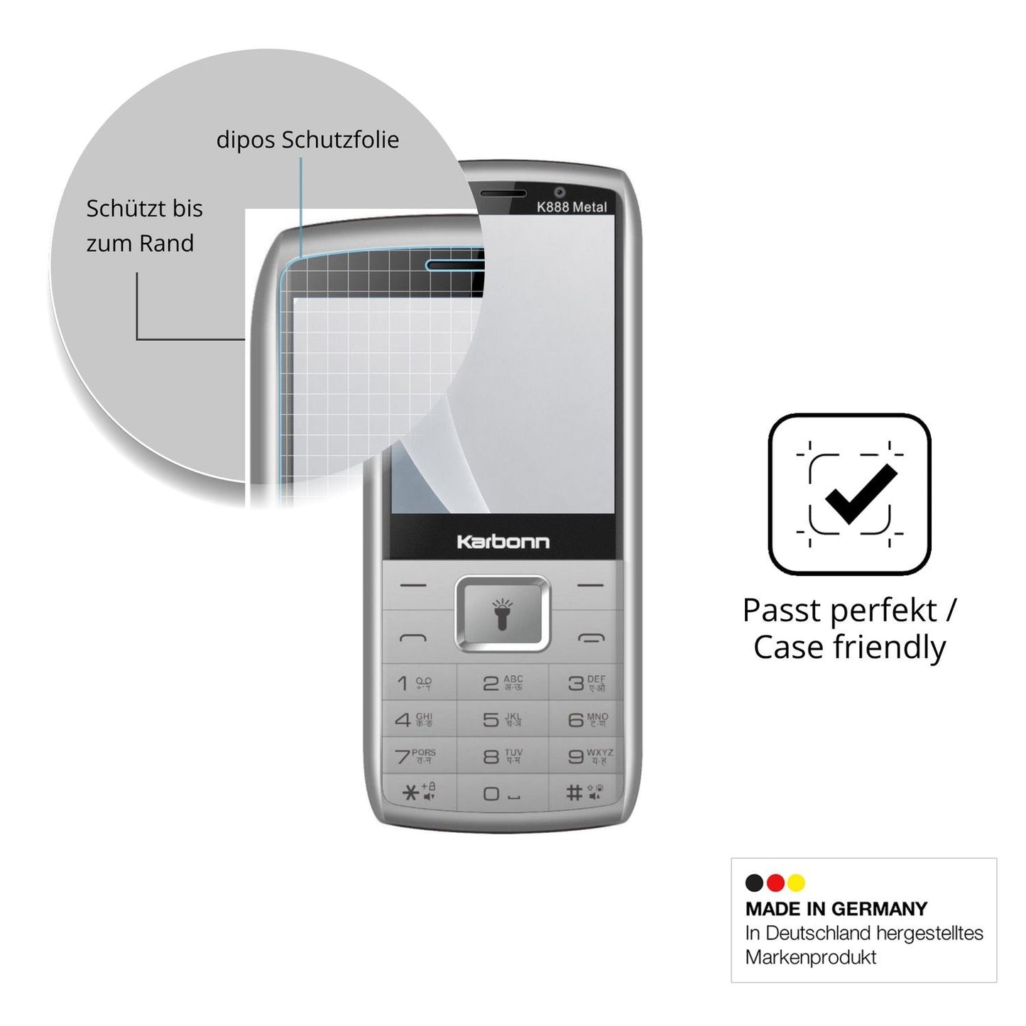 Schutzglasfolie mit optimaler Passform, zur Verwendung mit Hüllen geeignet