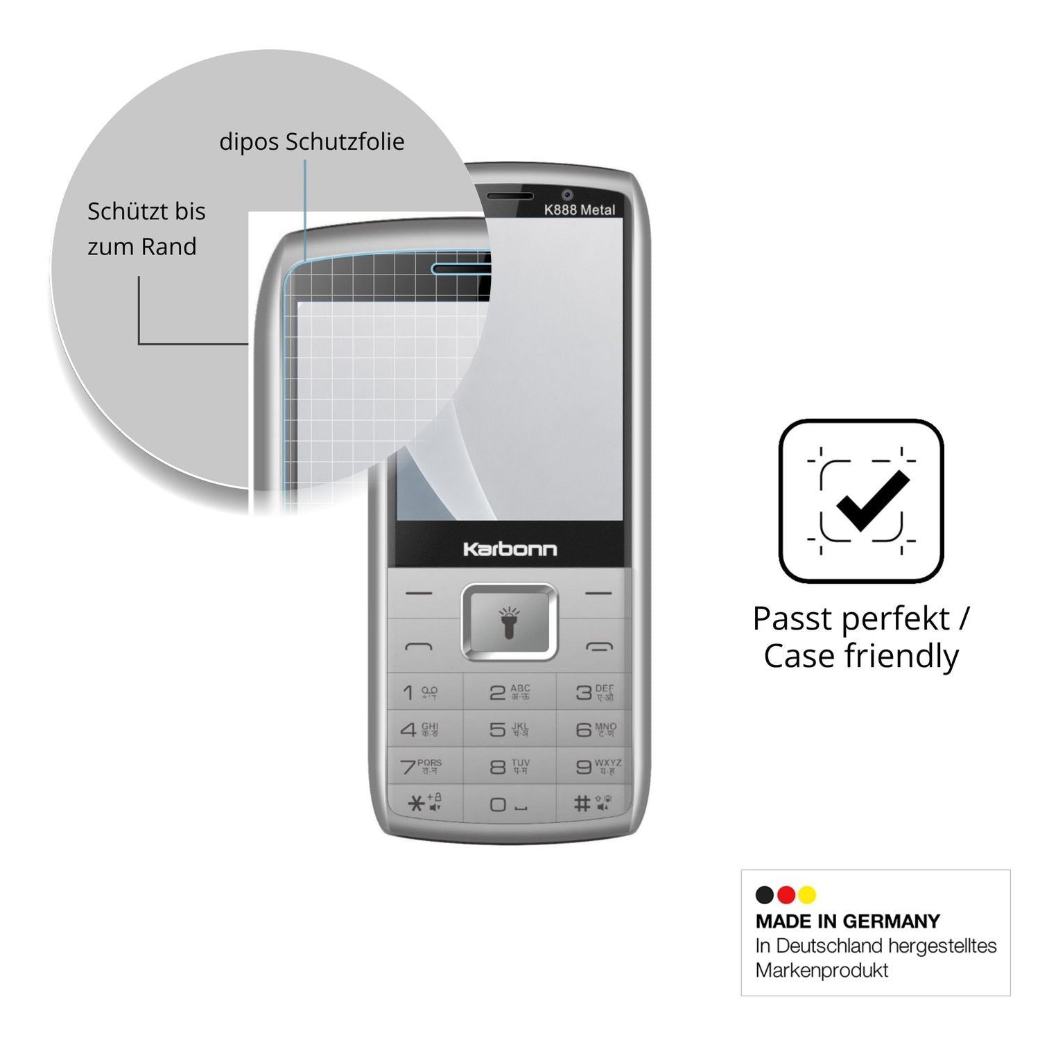 Schutzglasfolie mit optimaler Passform, zur Verwendung mit Hüllen geeignet