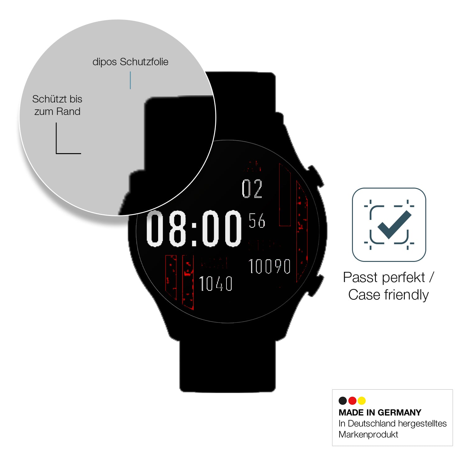 Schutzglasfolie mit optimaler Passform, zur Verwendung mit Hüllen geeignet