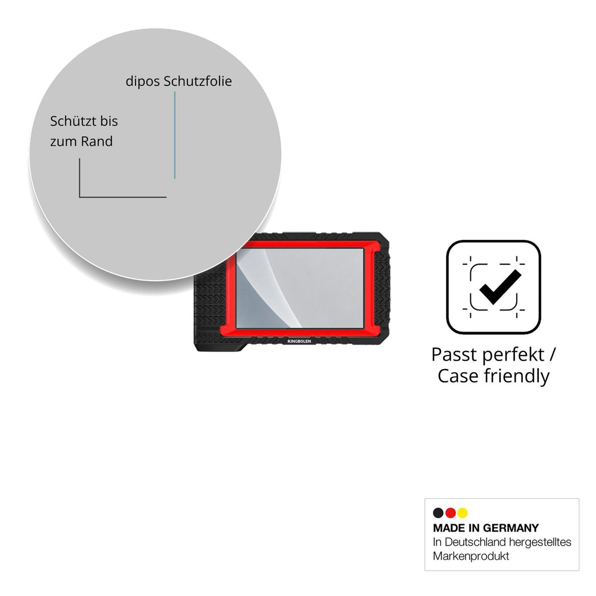 Schutzglasfolie mit optimaler Passform, zur Verwendung mit Hüllen geeignet
