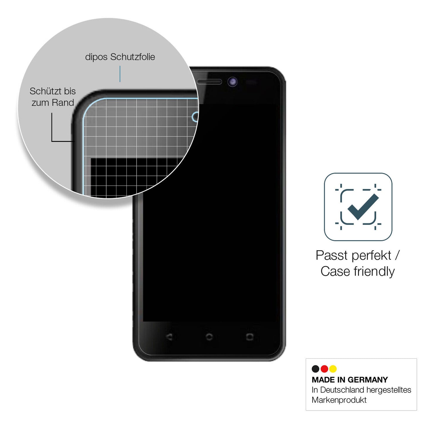 Schutzglasfolie mit optimaler Passform, zur Verwendung mit Hüllen geeignet