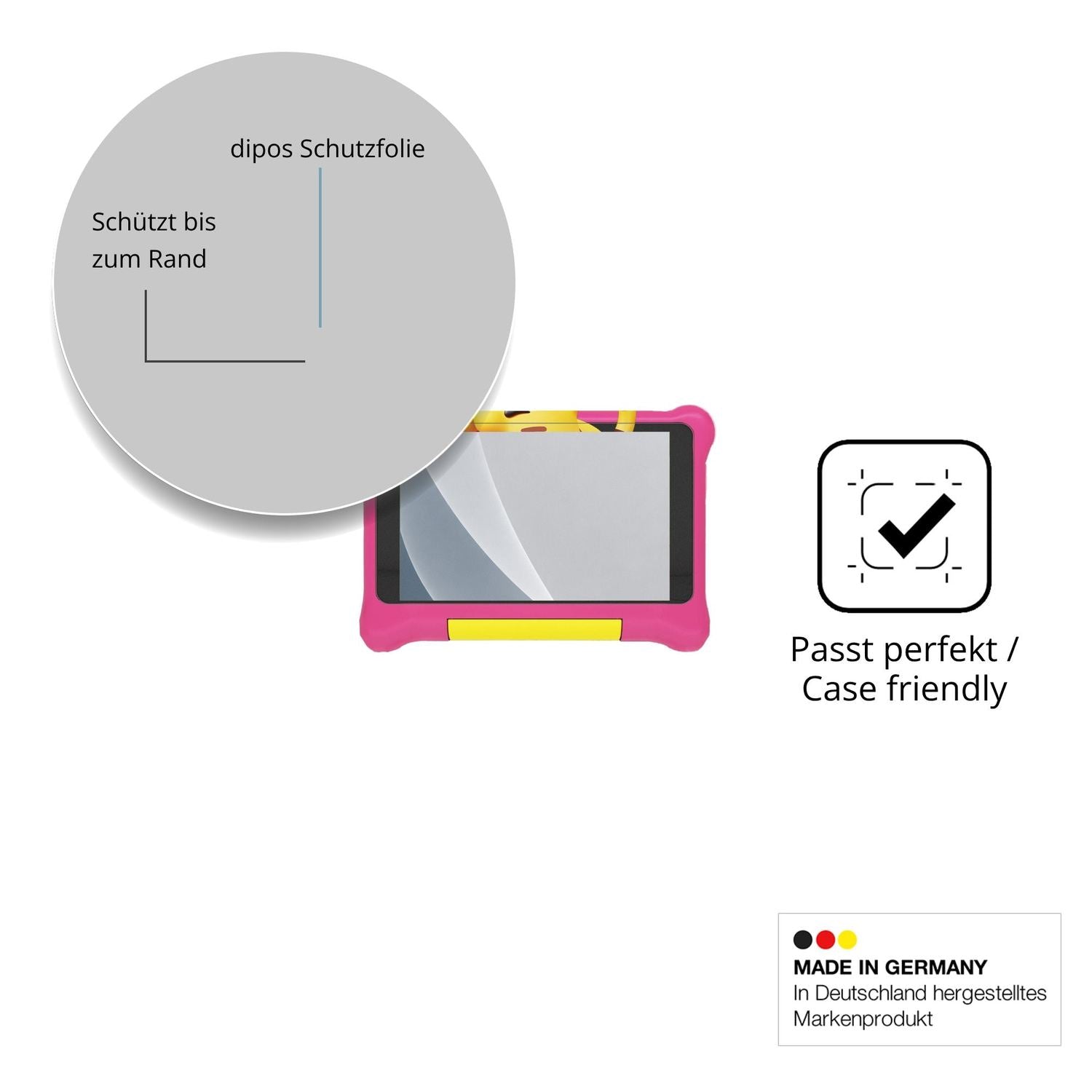 Schutzglasfolie mit optimaler Passform, zur Verwendung mit Hüllen geeignet