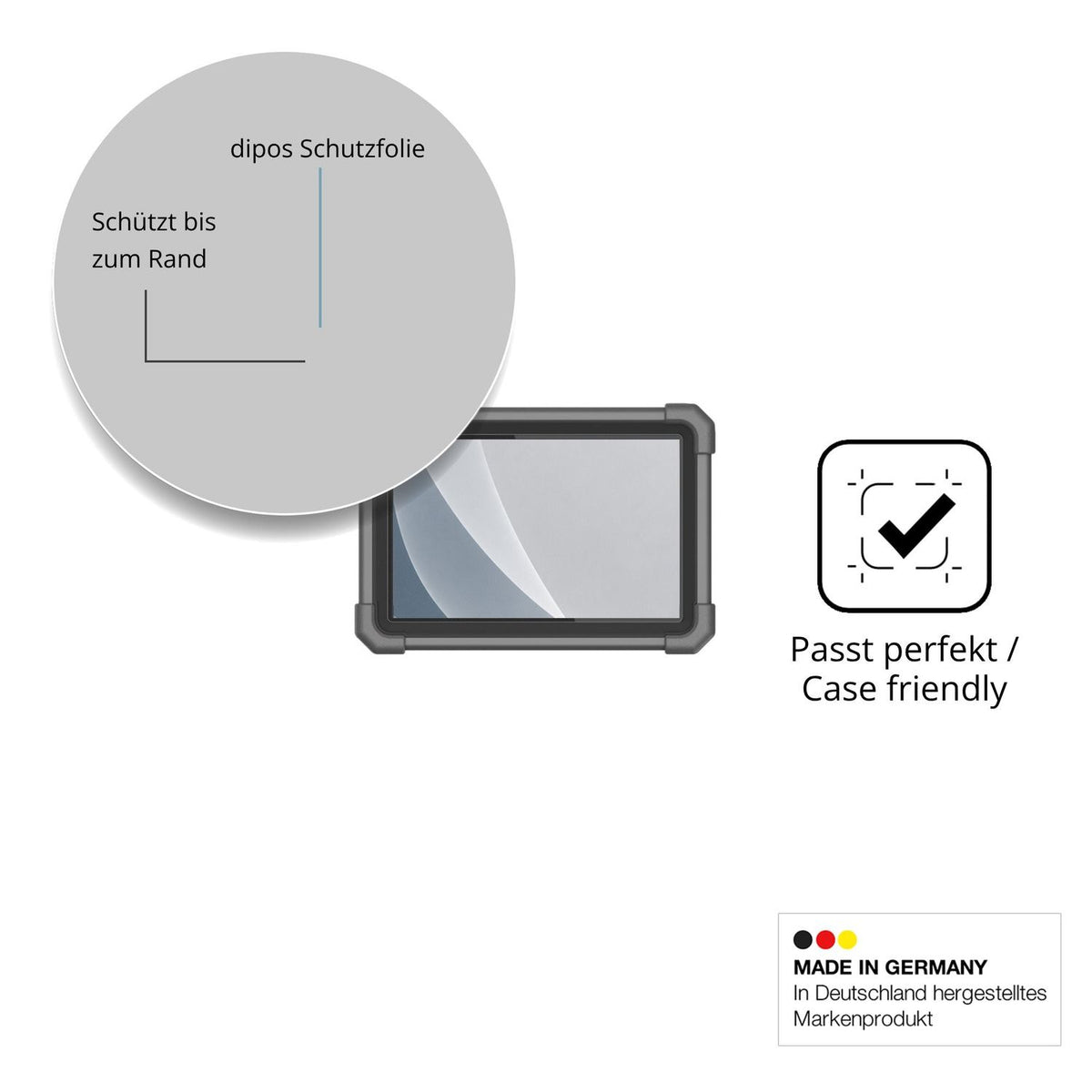 Schutzglasfolie mit optimaler Passform, zur Verwendung mit Hüllen geeignet