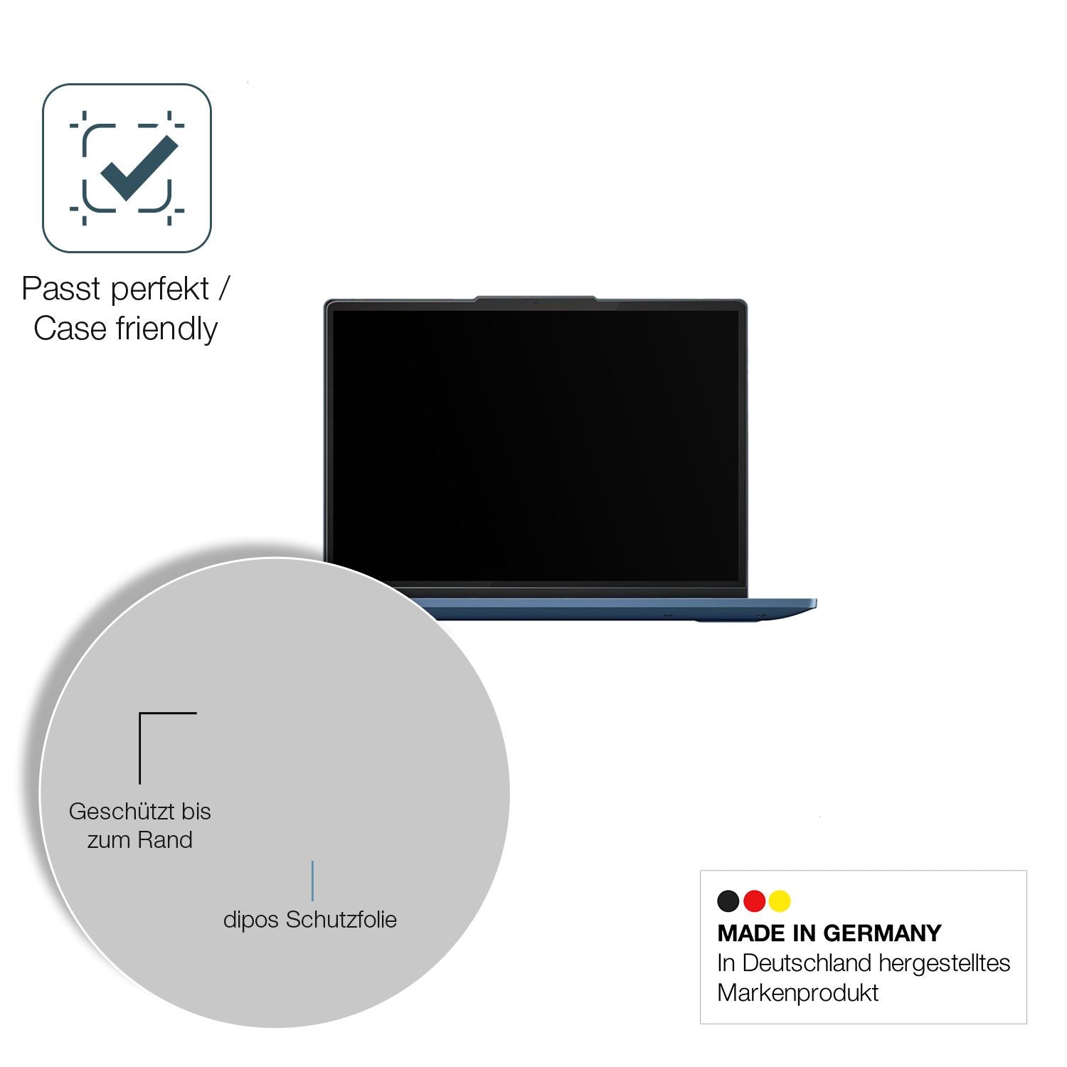 Schutzglasfolie mit optimaler Passform, zur Verwendung mit Hüllen geeignet