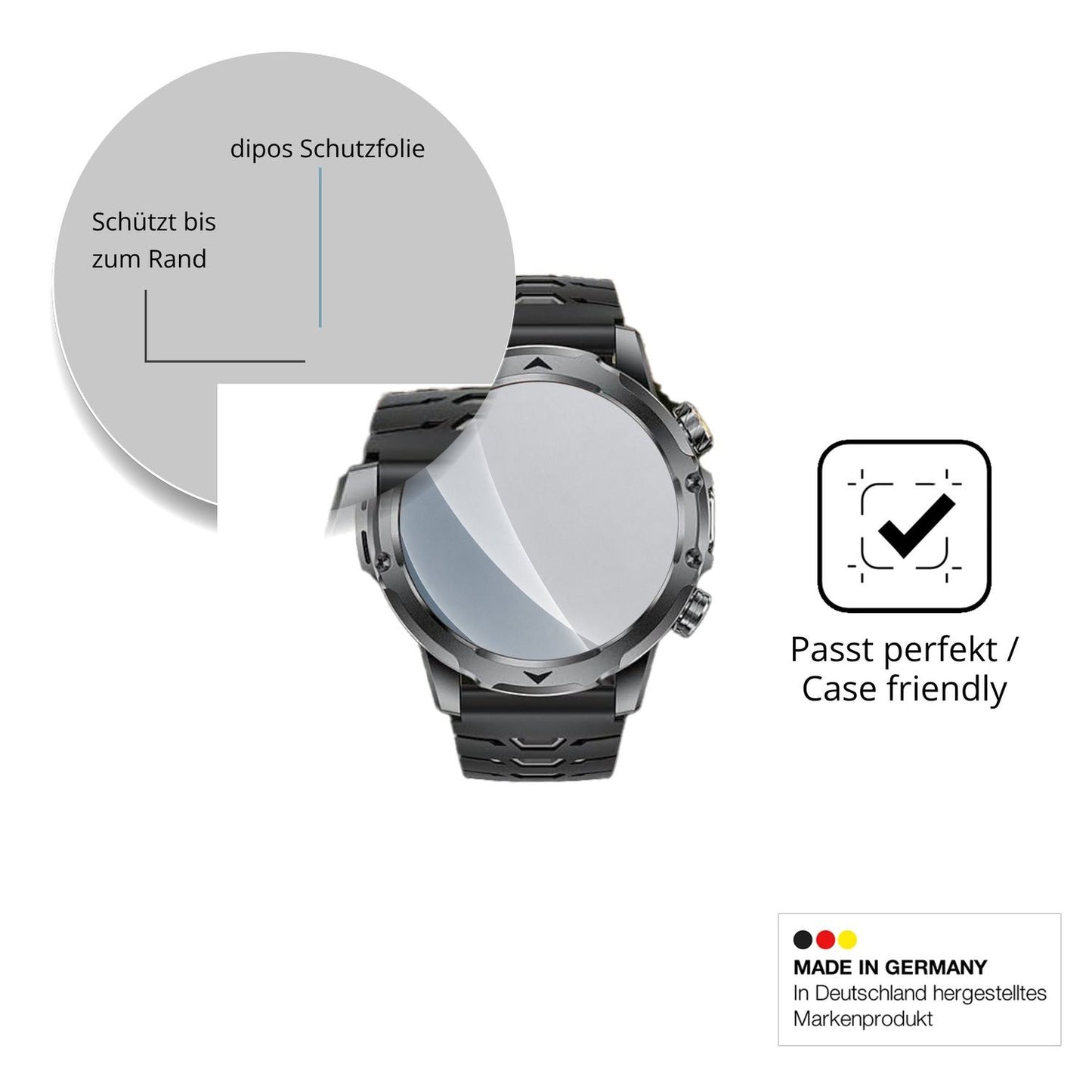 Schutzglasfolie mit optimaler Passform, zur Verwendung mit Hüllen geeignet