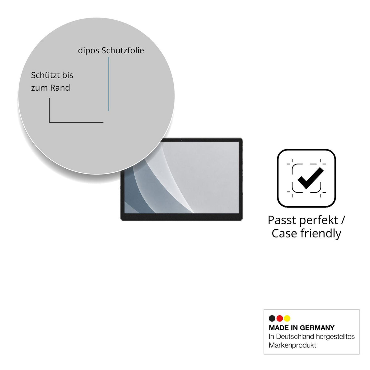 Schutzglasfolie mit optimaler Passform, zur Verwendung mit Hüllen geeignet