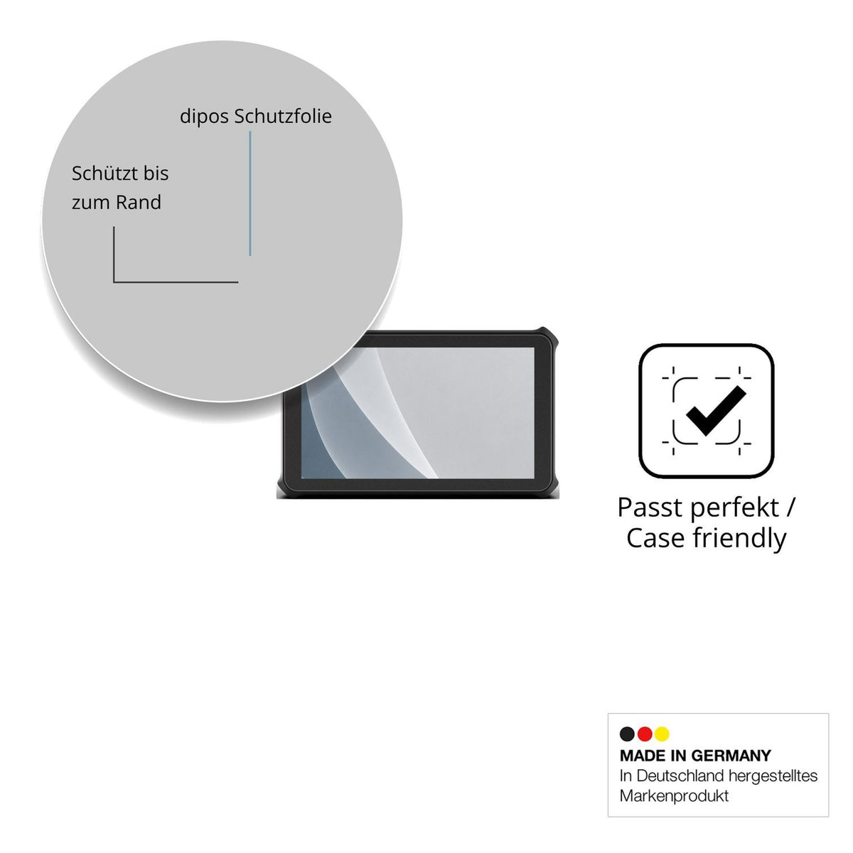 Schutzglasfolie mit optimaler Passform, zur Verwendung mit Hüllen geeignet
