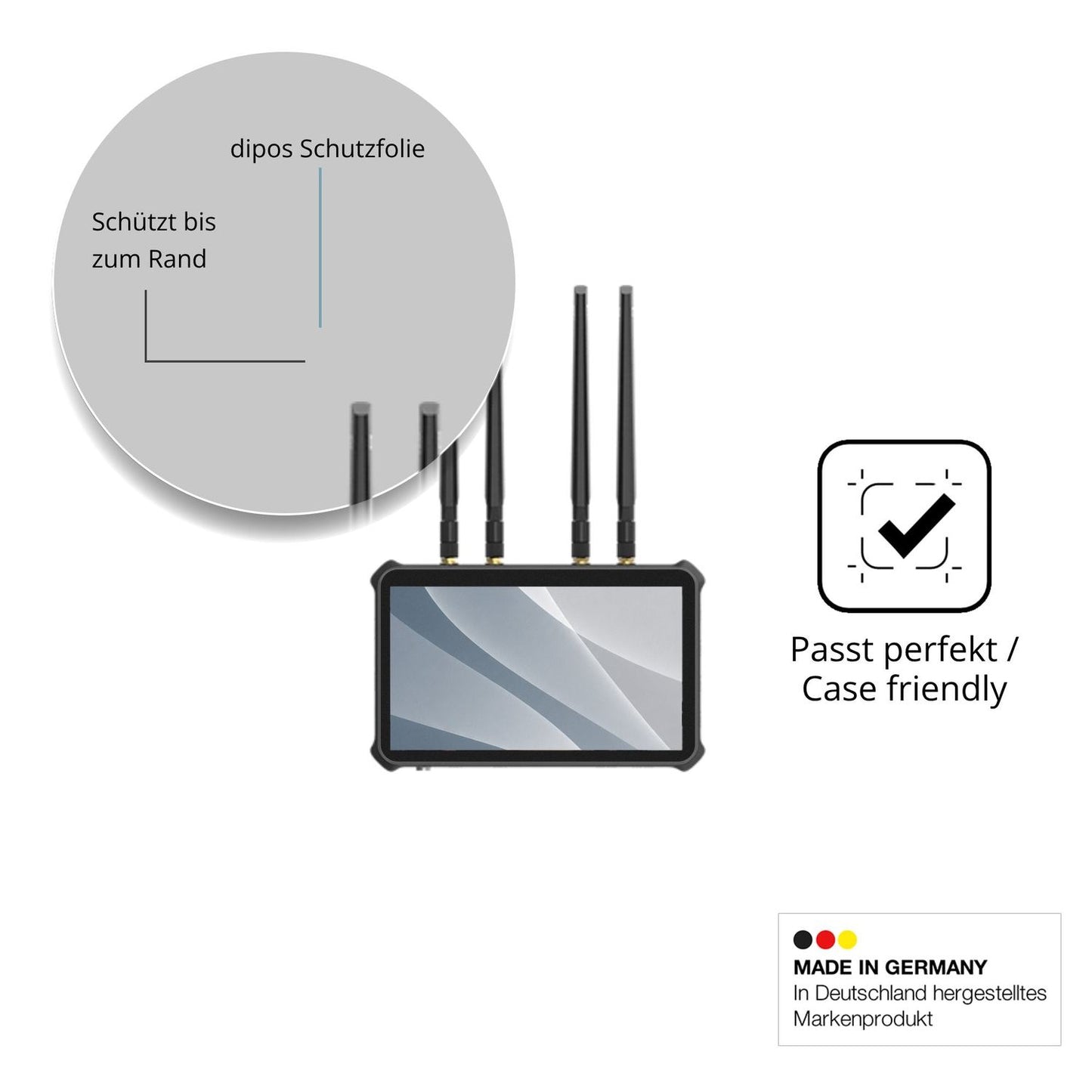 Schutzglasfolie mit optimaler Passform, zur Verwendung mit Hüllen geeignet