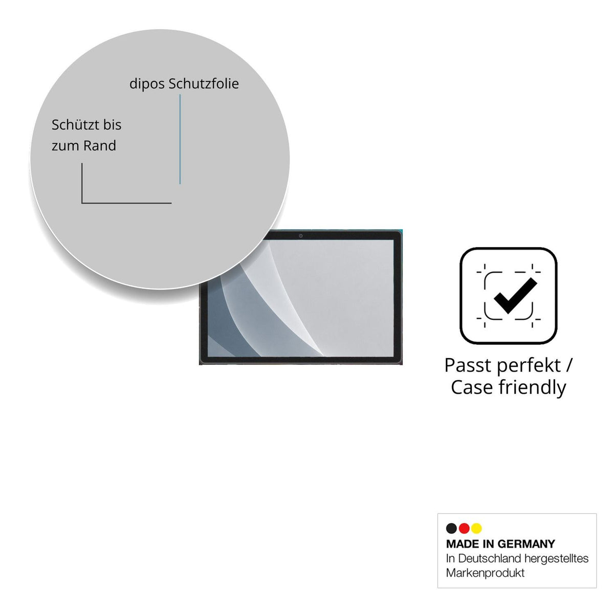 Schutzglasfolie mit optimaler Passform, zur Verwendung mit Hüllen geeignet