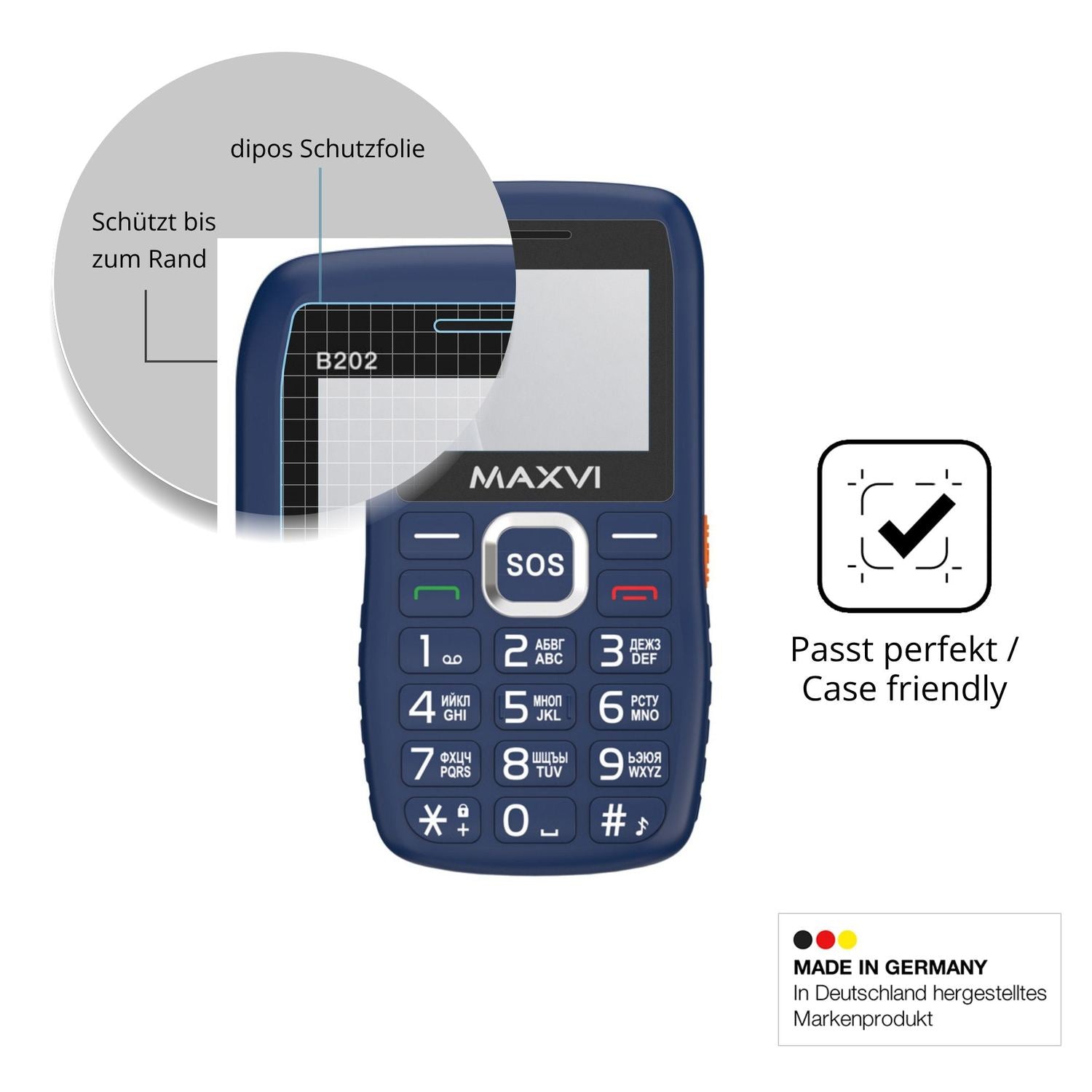 Schutzglasfolie mit optimaler Passform, zur Verwendung mit Hüllen geeignet