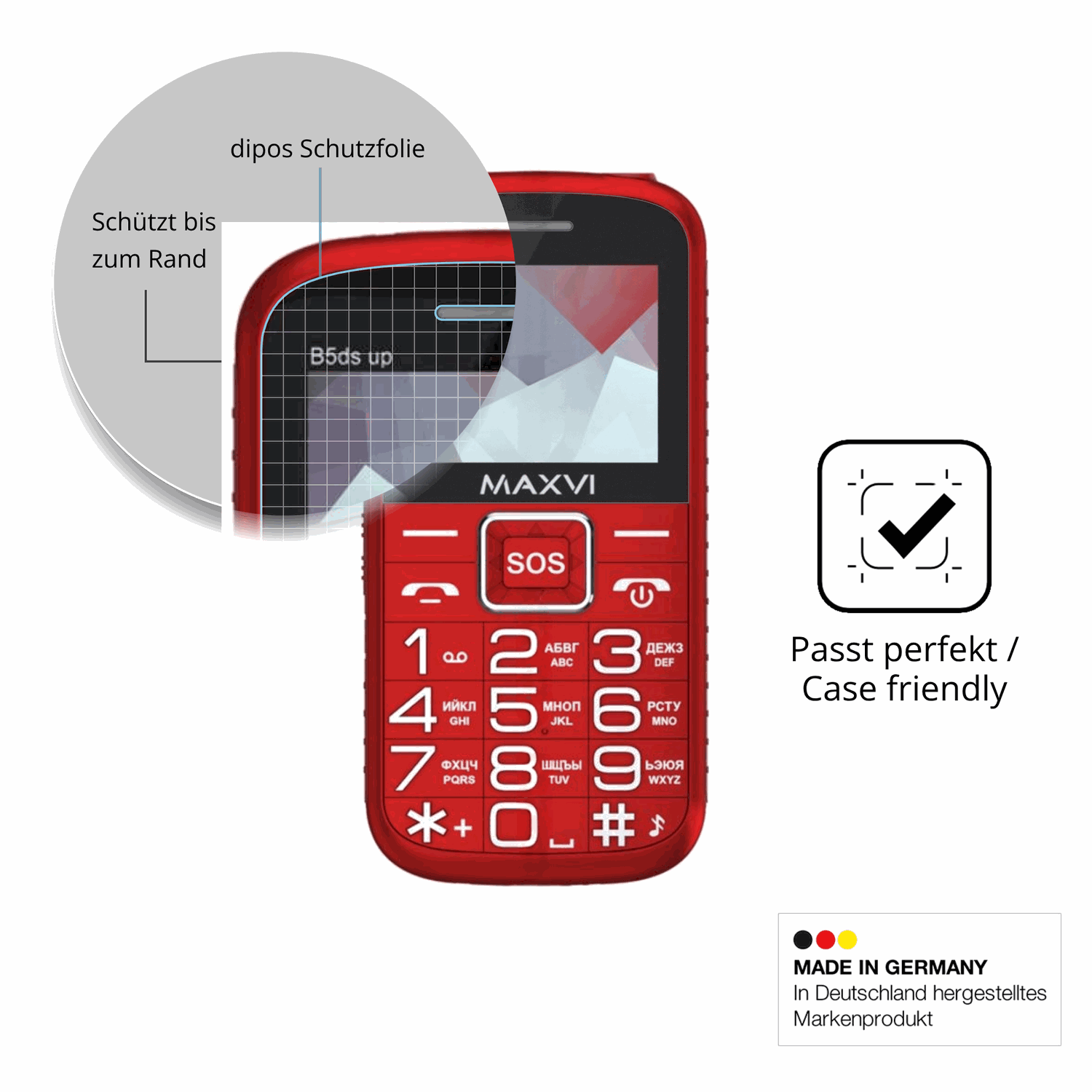 Schutzglasfolie mit optimaler Passform, zur Verwendung mit Hüllen geeignet
