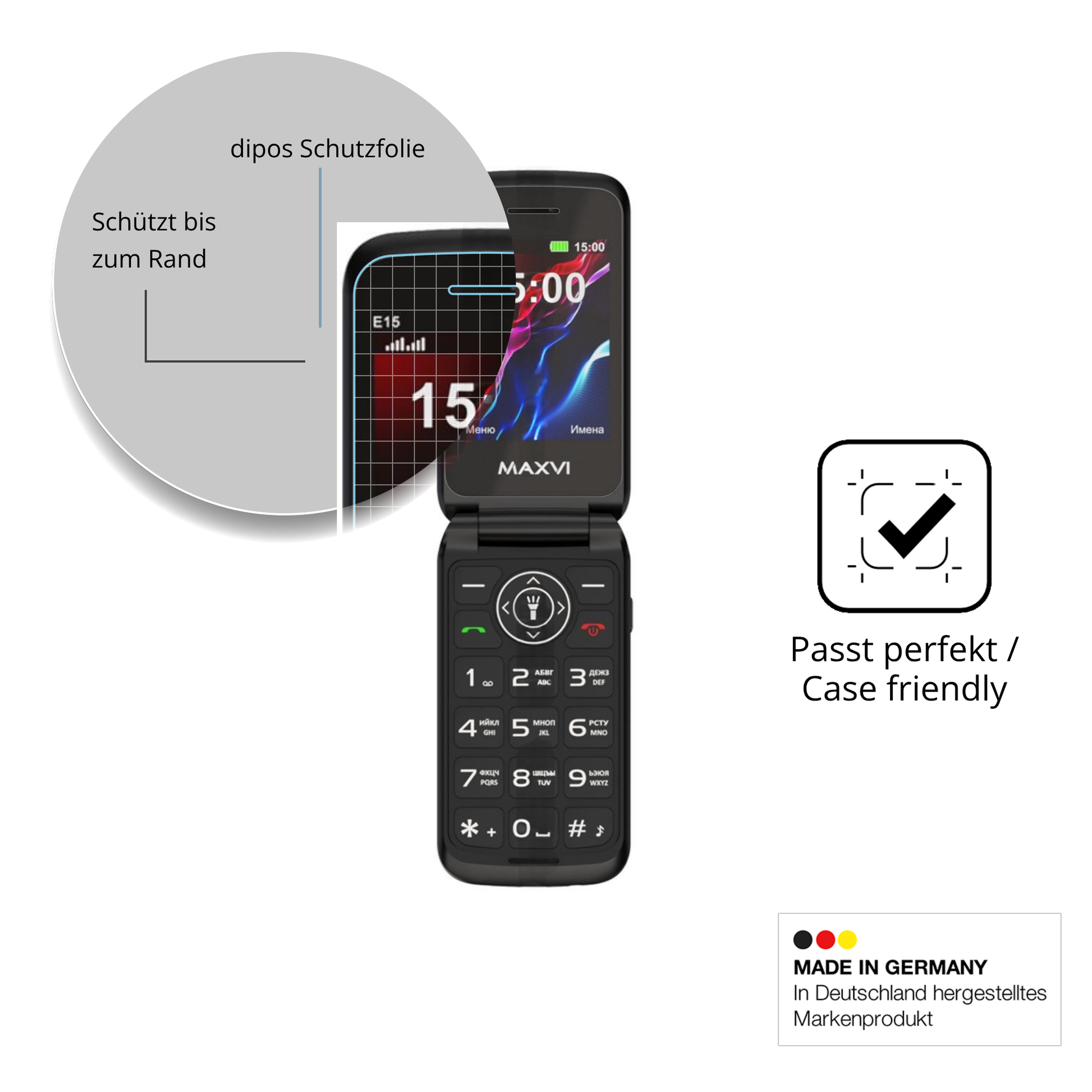 Schutzglasfolie mit optimaler Passform, zur Verwendung mit Hüllen geeignet