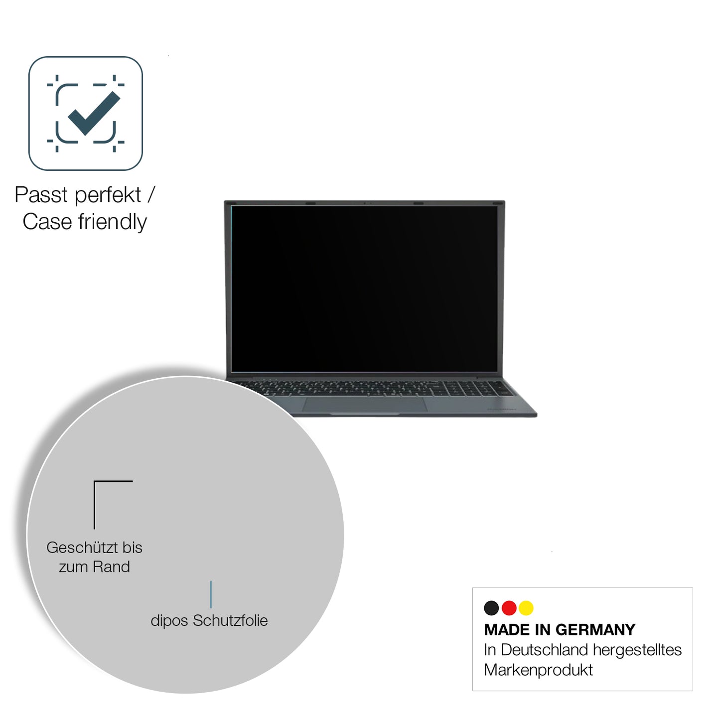 Schutzglasfolie mit optimaler Passform, zur Verwendung mit Hüllen geeignet