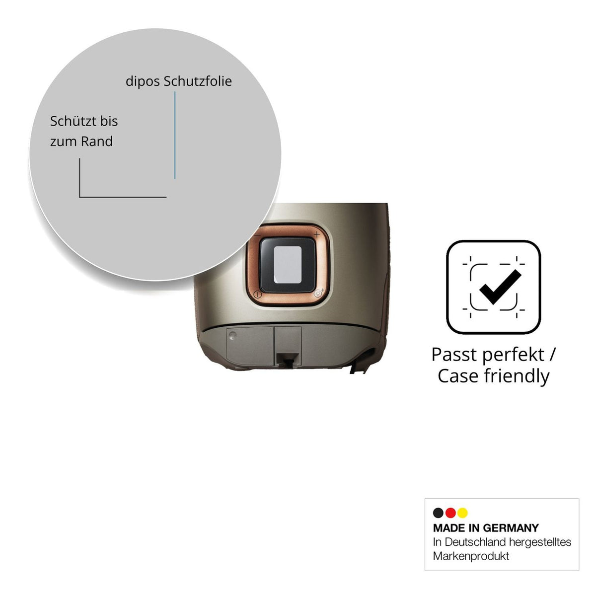 Schutzglasfolie mit optimaler Passform, zur Verwendung mit Hüllen geeignet