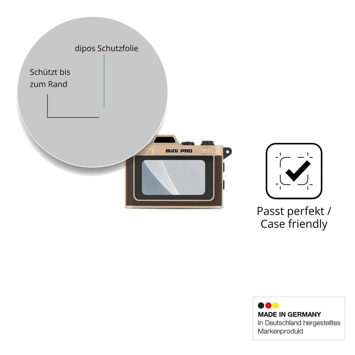 Schutzglasfolie mit optimaler Passform, zur Verwendung mit Hüllen geeignet