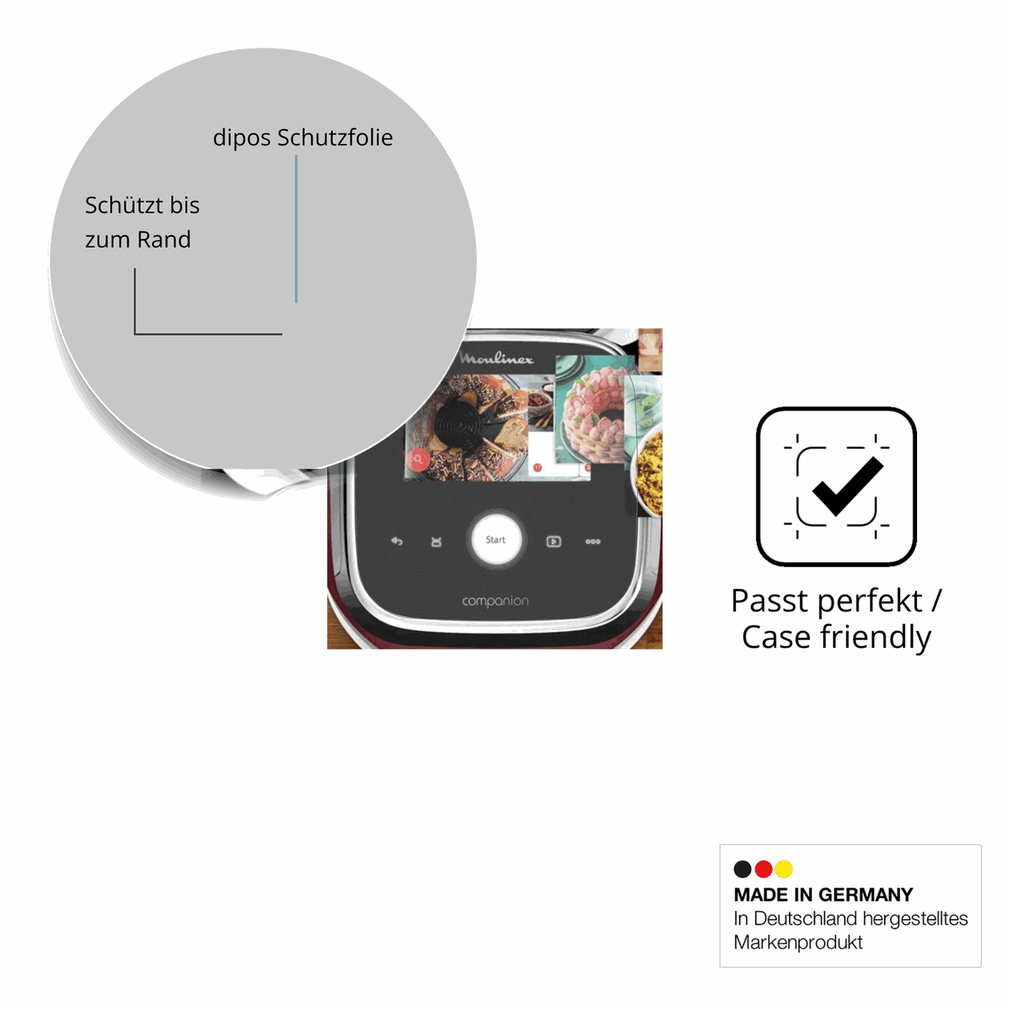 Schutzglasfolie mit optimaler Passform, zur Verwendung mit Hüllen geeignet