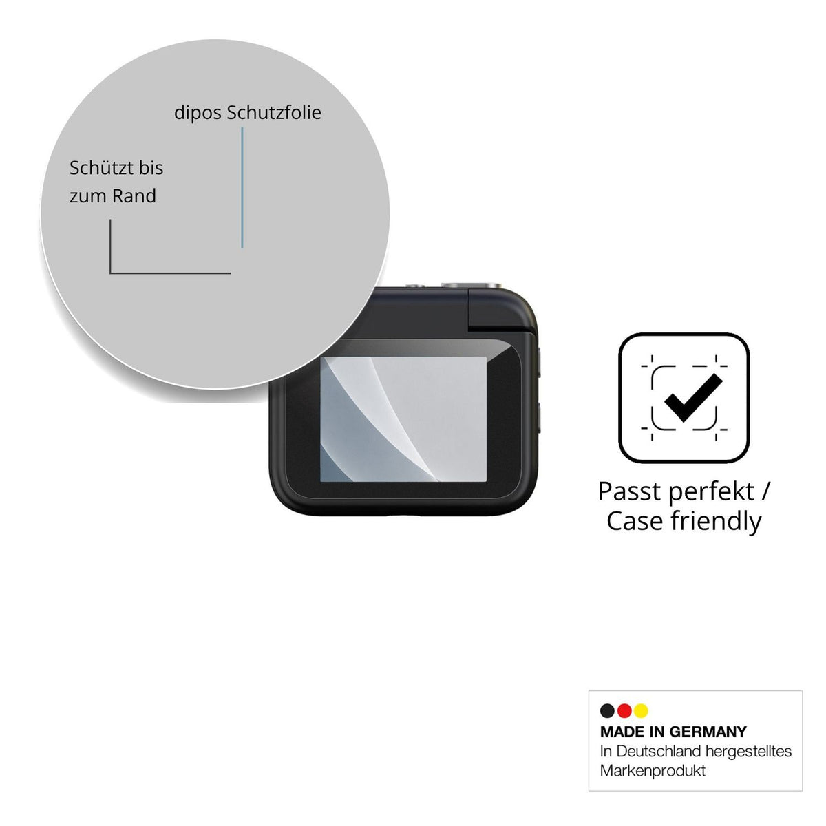 Schutzglasfolie mit optimaler Passform, zur Verwendung mit Hüllen geeignet
