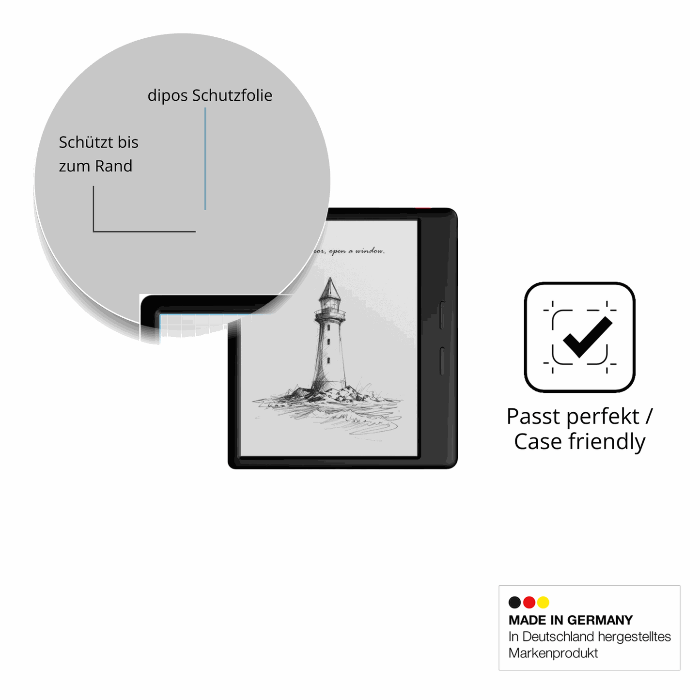 Schutzglasfolie mit optimaler Passform, zur Verwendung mit Hüllen geeignet