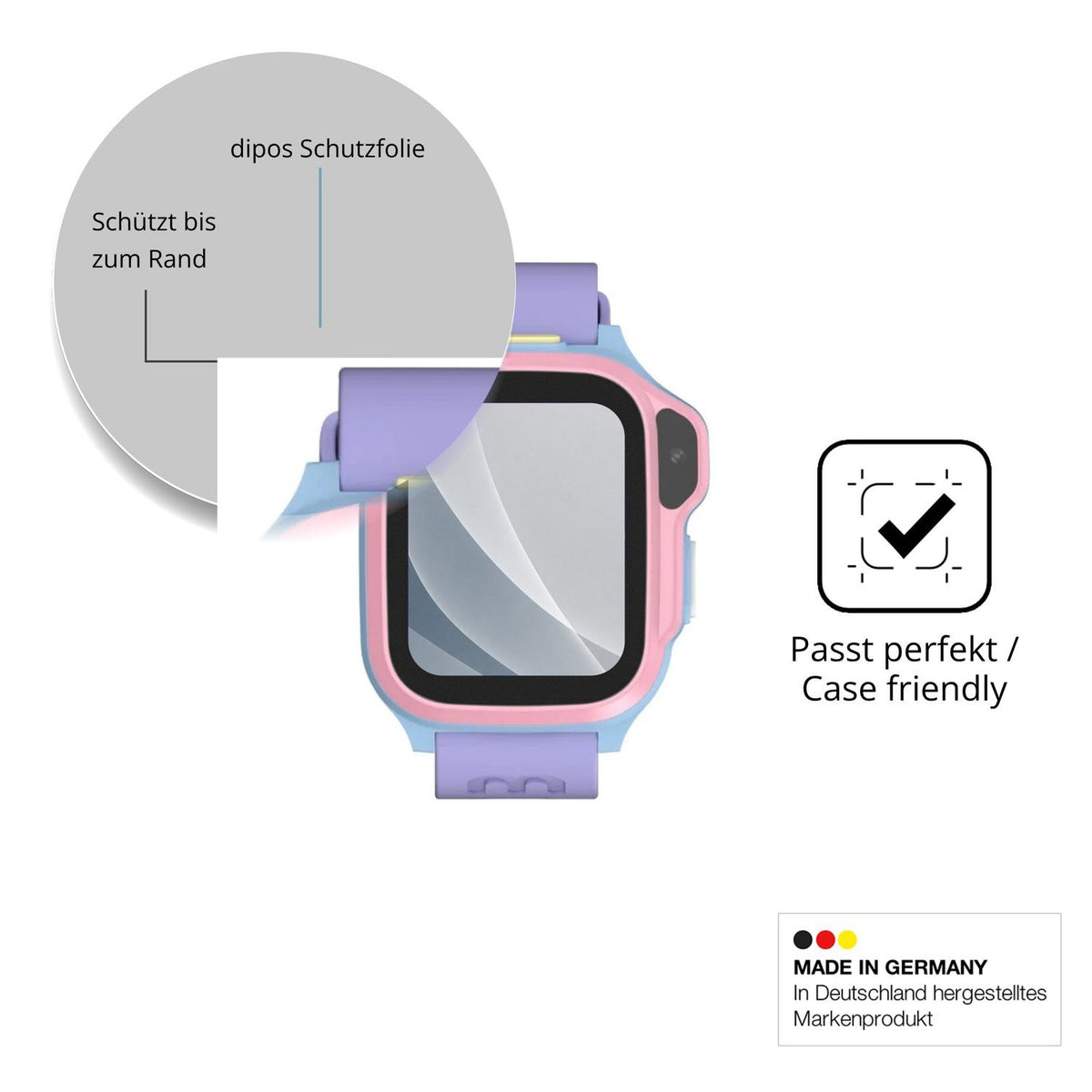 Schutzglasfolie mit optimaler Passform, zur Verwendung mit Hüllen geeignet