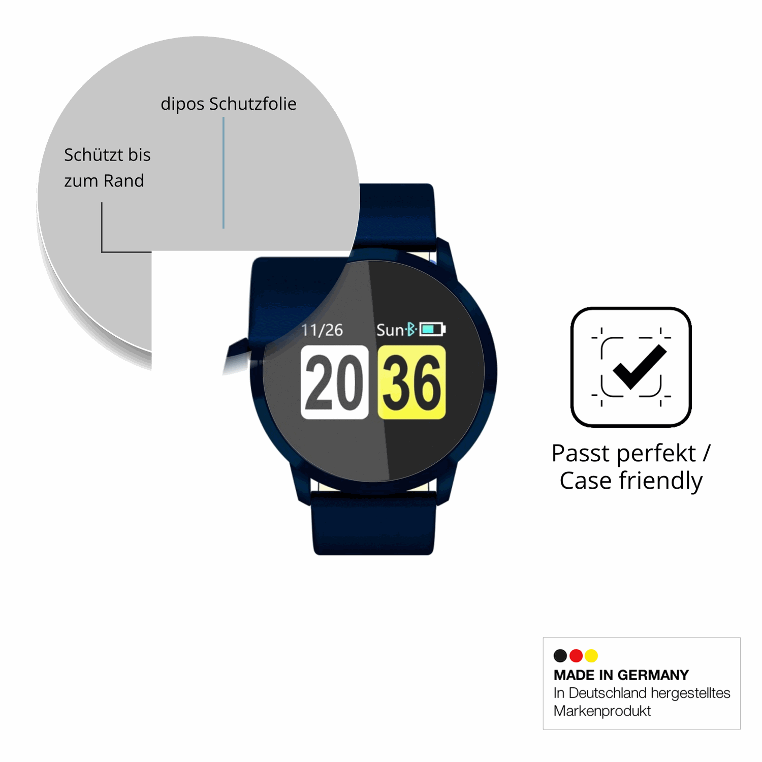 Schutzglasfolie mit optimaler Passform, zur Verwendung mit Hüllen geeignet