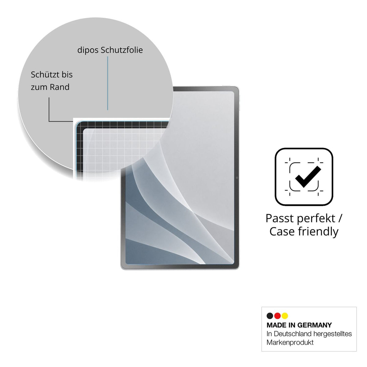 Schutzglasfolie mit optimaler Passform, zur Verwendung mit Hüllen geeignet