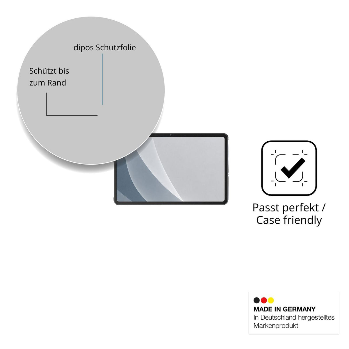 Schutzglasfolie mit optimaler Passform, zur Verwendung mit Hüllen geeignet