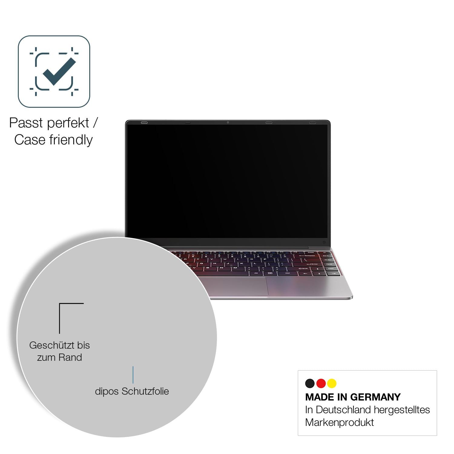 Schutzglasfolie mit optimaler Passform, zur Verwendung mit Hüllen geeignet