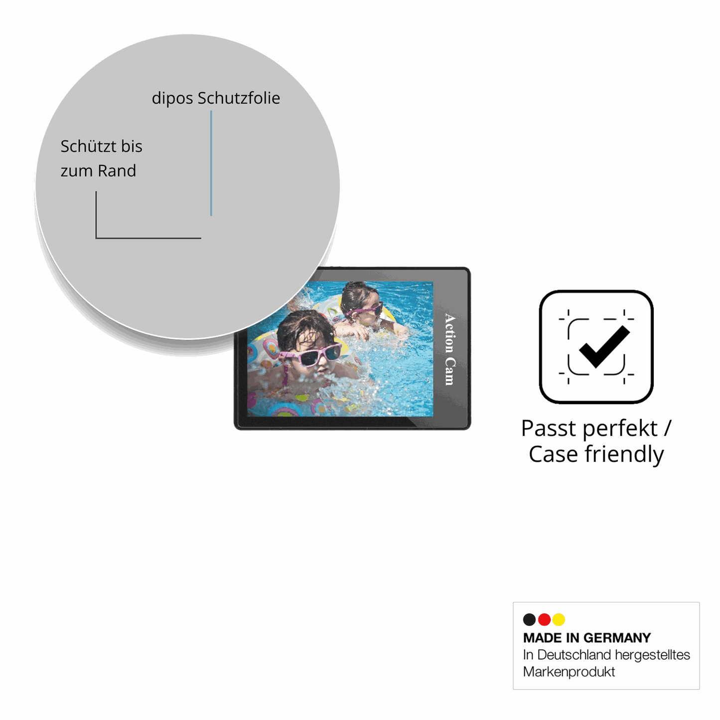 Schutzglasfolie mit optimaler Passform, zur Verwendung mit Hüllen geeignet