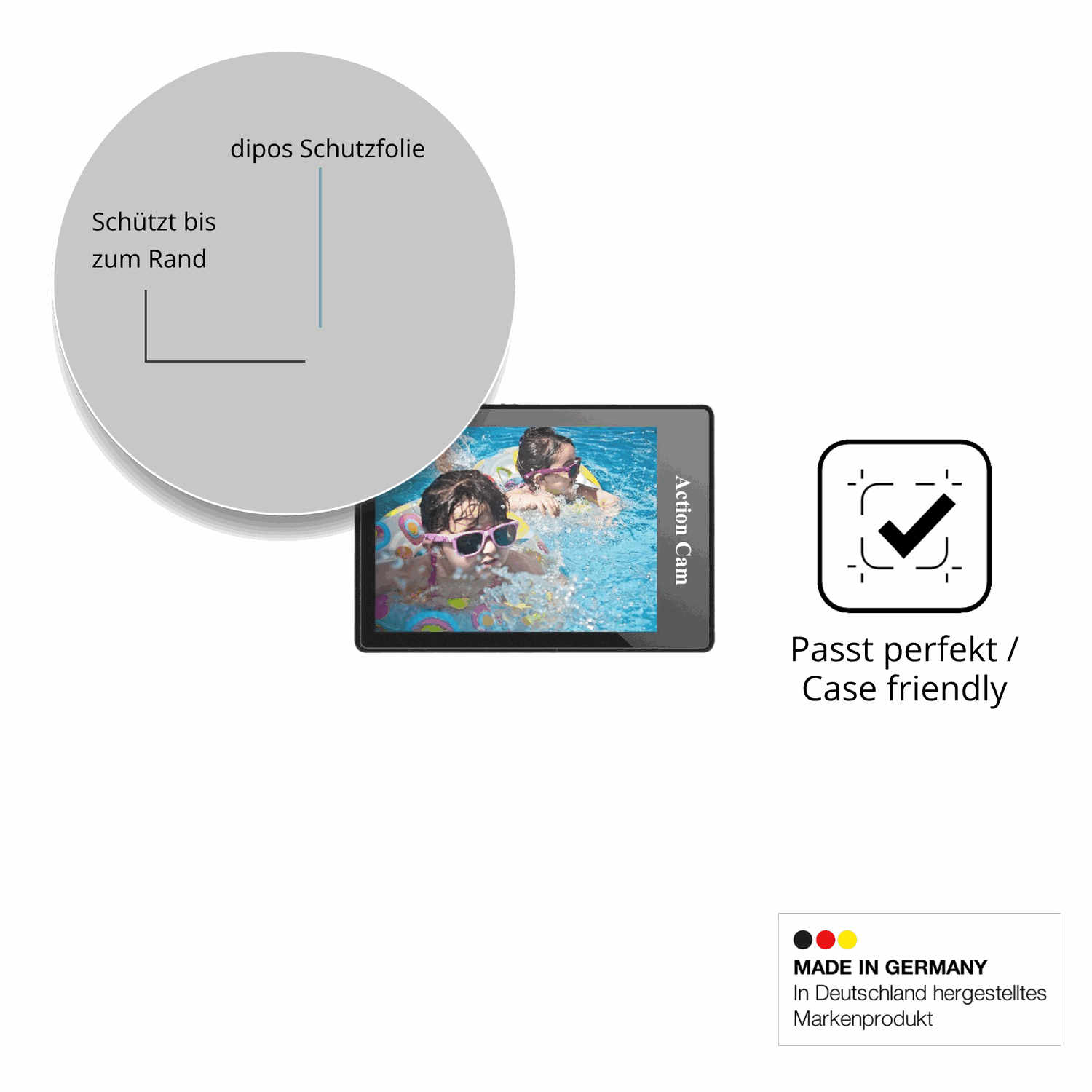 Schutzglasfolie mit optimaler Passform, zur Verwendung mit Hüllen geeignet