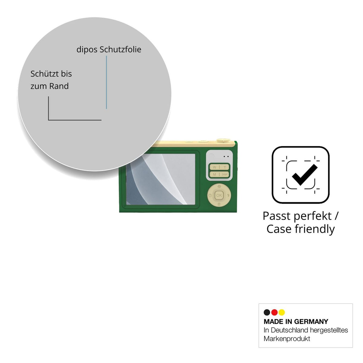 Schutzglasfolie mit optimaler Passform, zur Verwendung mit Hüllen geeignet
