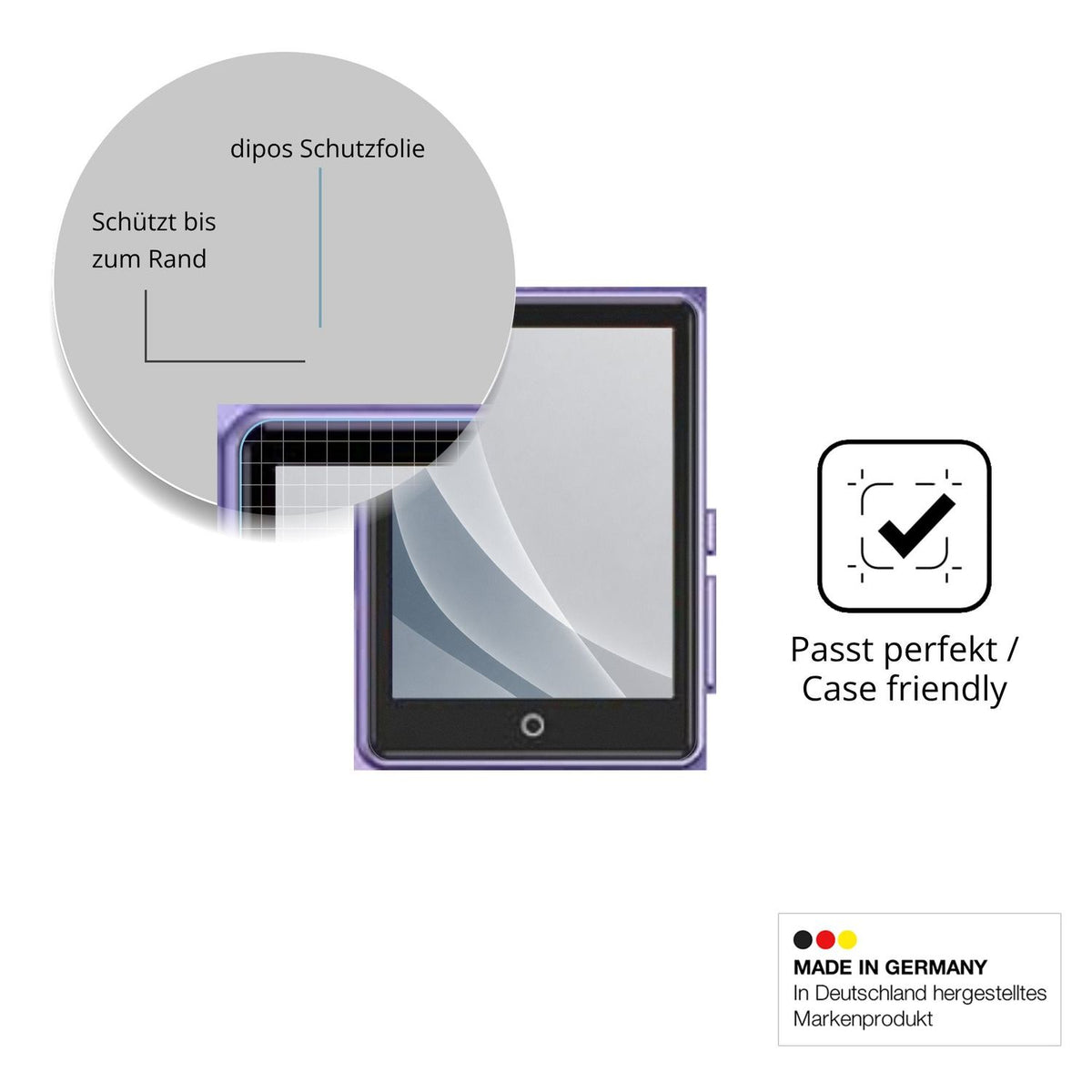 Schutzglasfolie mit optimaler Passform, zur Verwendung mit Hüllen geeignet