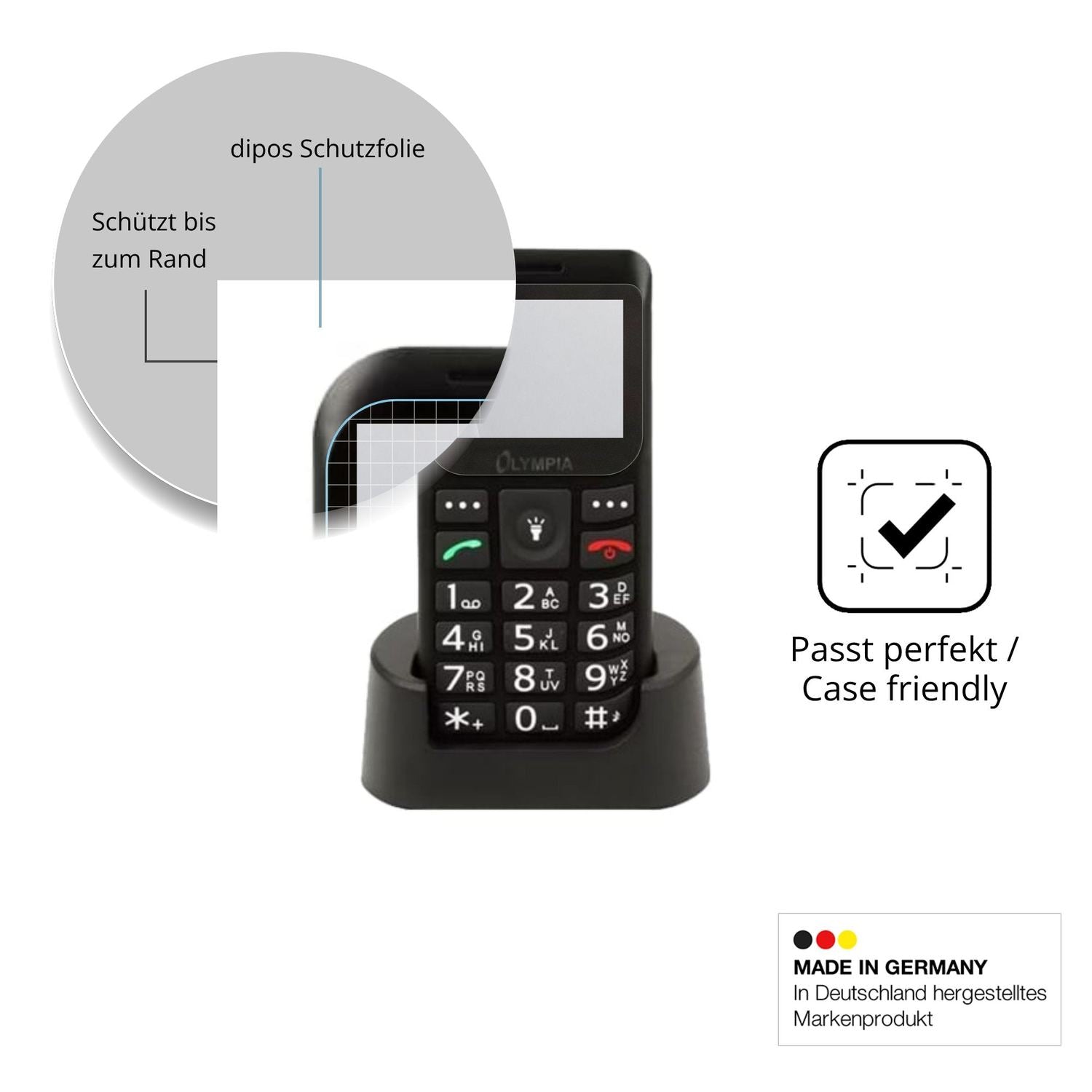 Schutzglasfolie mit optimaler Passform, zur Verwendung mit Hüllen geeignet