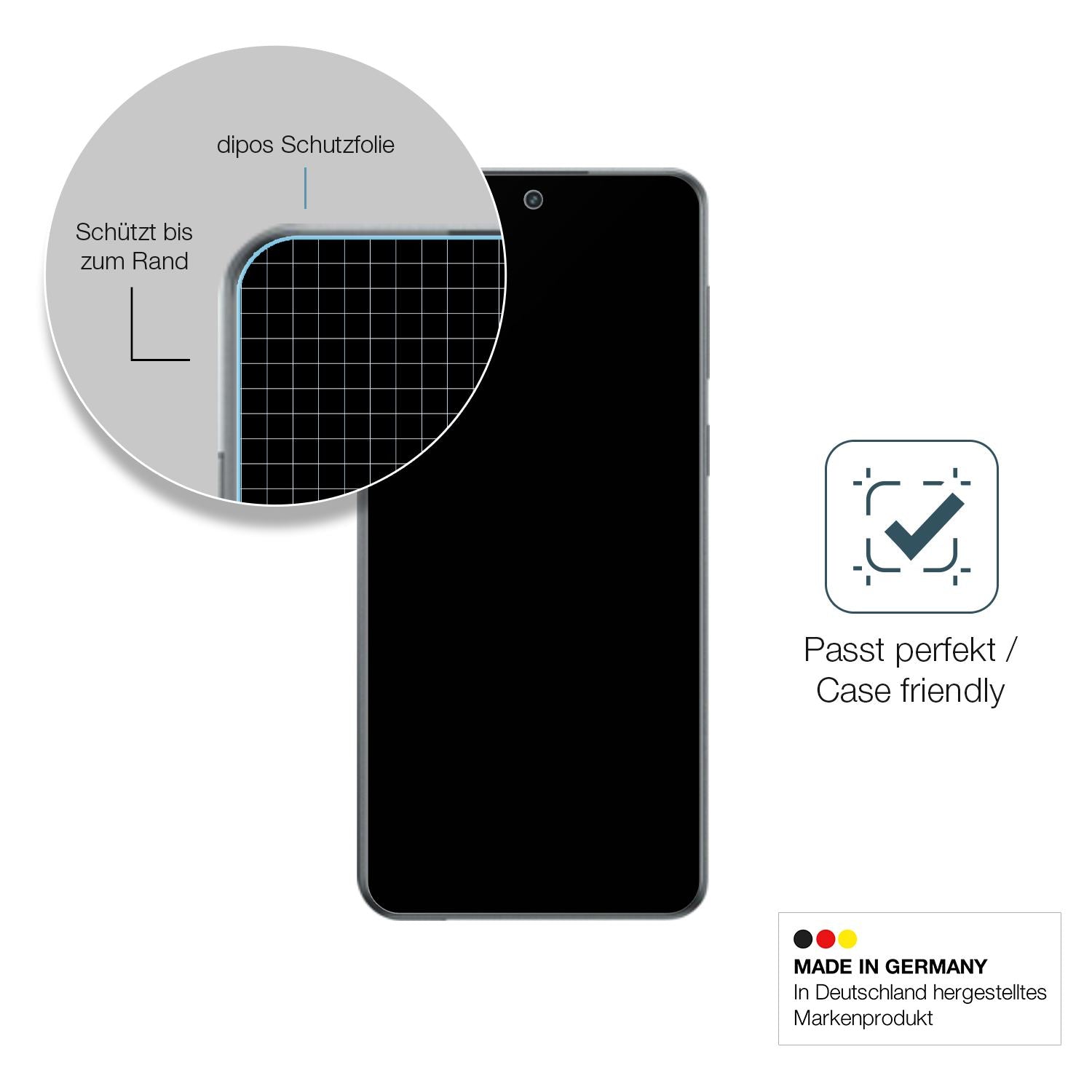 Schutzglasfolie mit optimaler Passform, zur Verwendung mit Hüllen geeignet