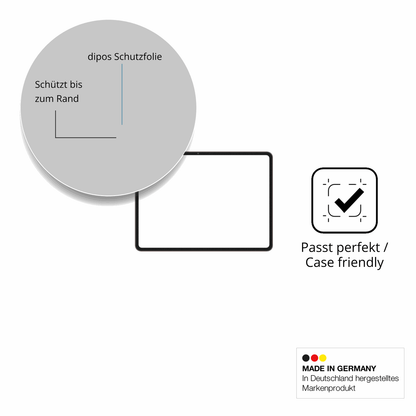 Schutzglasfolie mit optimaler Passform, zur Verwendung mit Hüllen geeignet