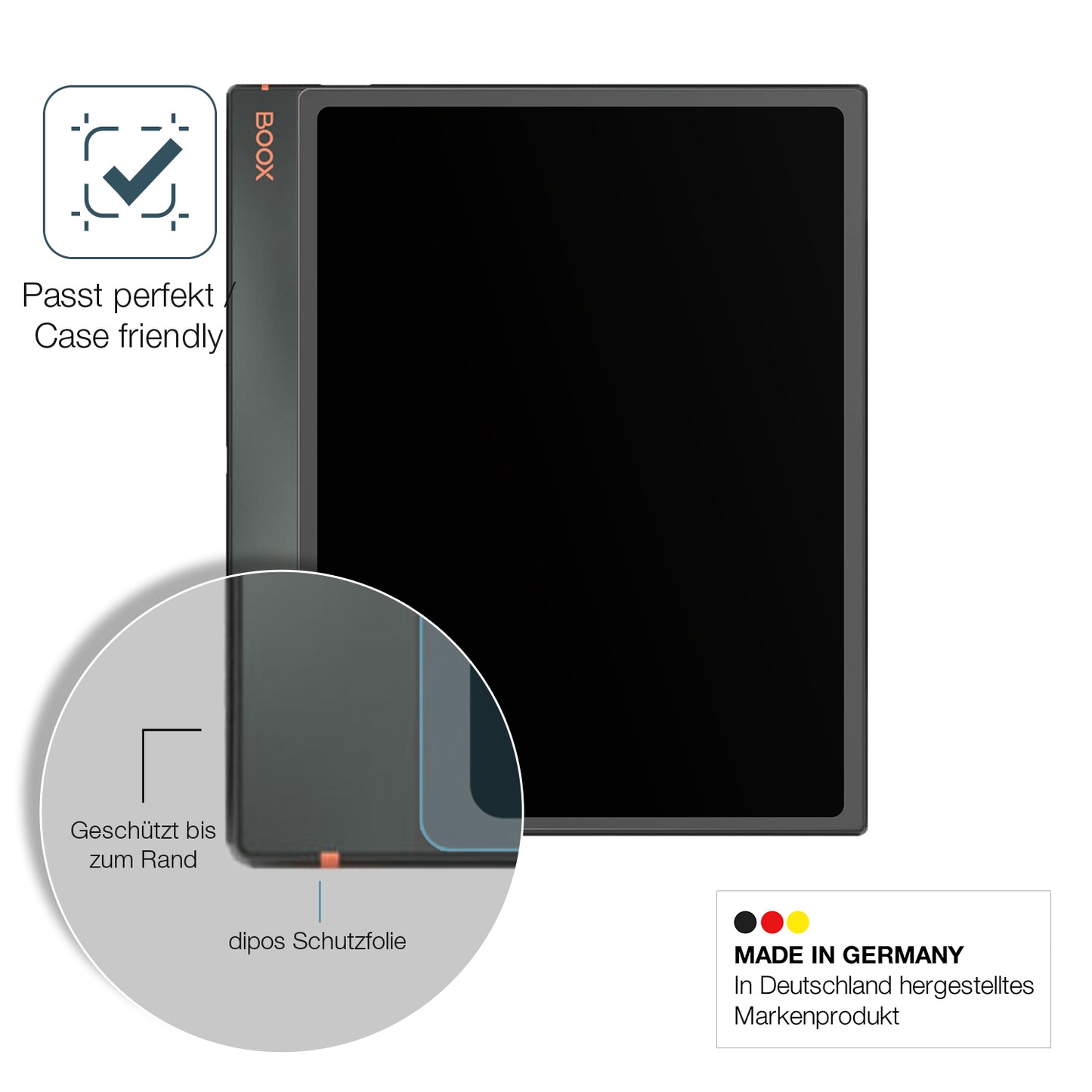 Schutzglasfolie mit optimaler Passform, zur Verwendung mit Hüllen geeignet