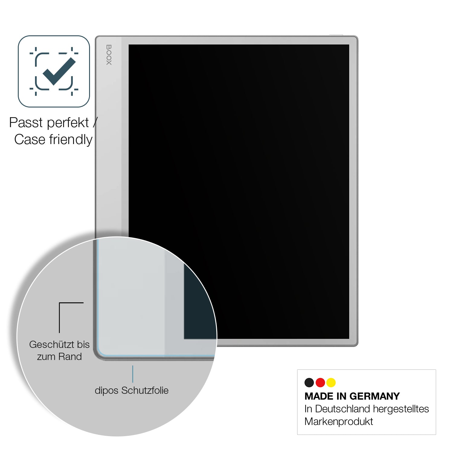 Schutzglasfolie mit optimaler Passform, zur Verwendung mit Hüllen geeignet