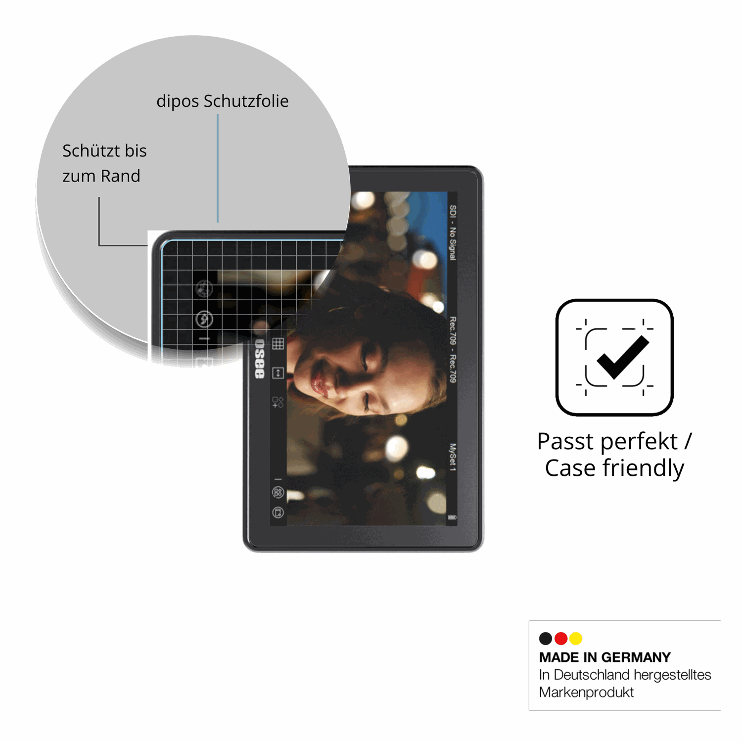Schutzglasfolie mit optimaler Passform, zur Verwendung mit Hüllen geeignet