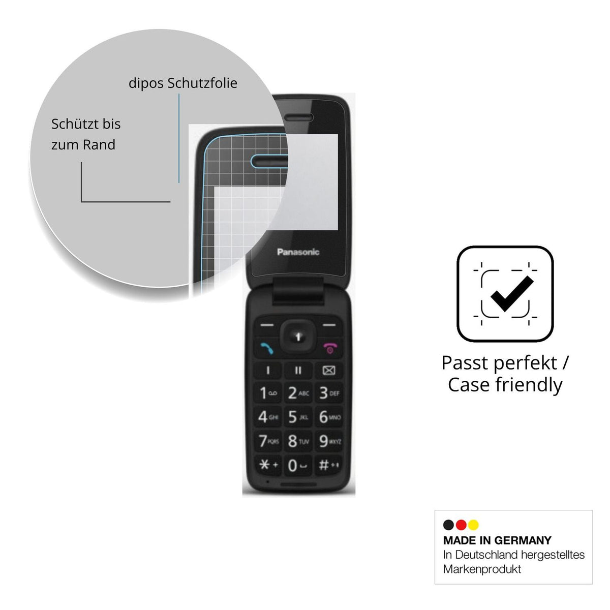 Schutzglasfolie mit optimaler Passform, zur Verwendung mit Hüllen geeignet