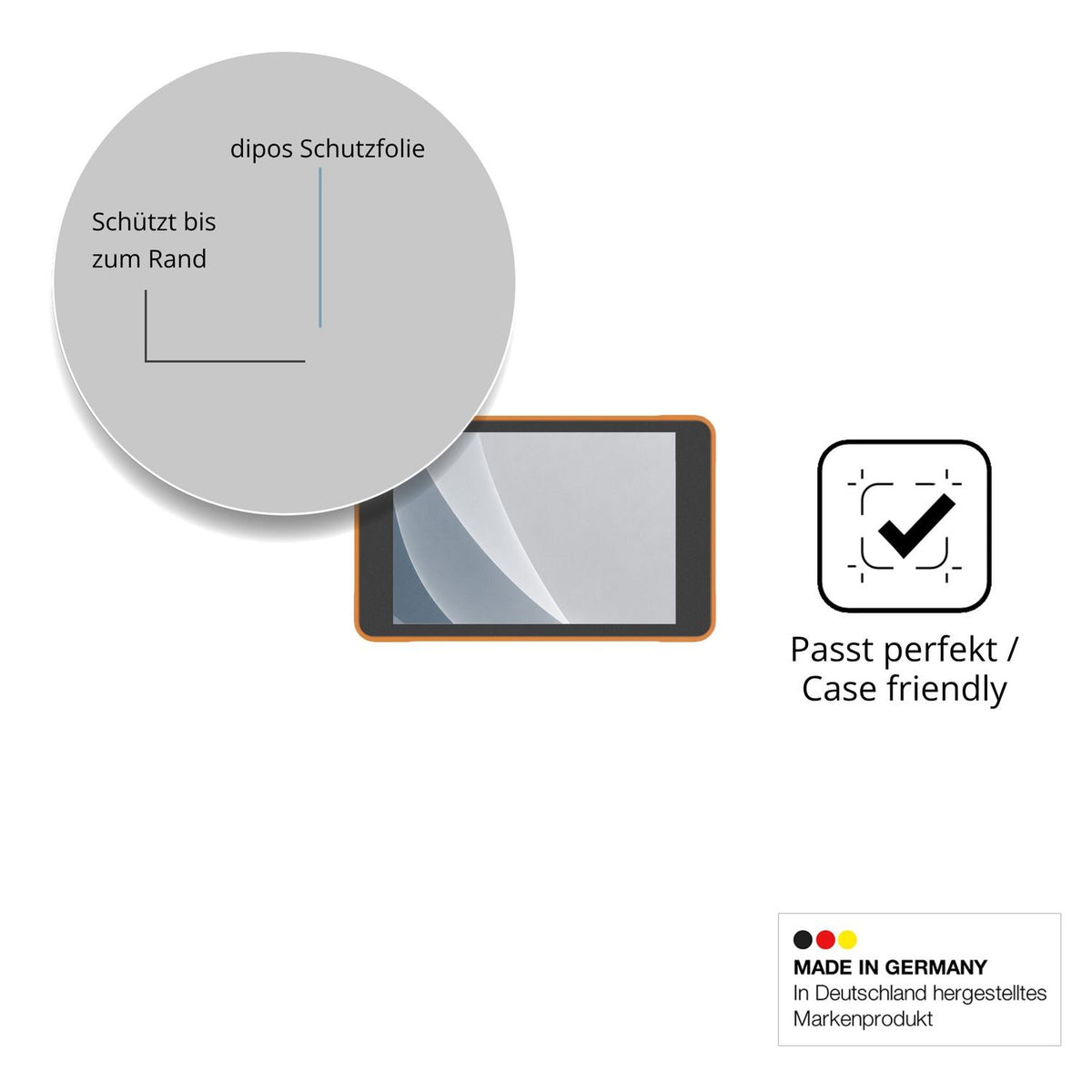 Schutzglasfolie mit optimaler Passform, zur Verwendung mit Hüllen geeignet