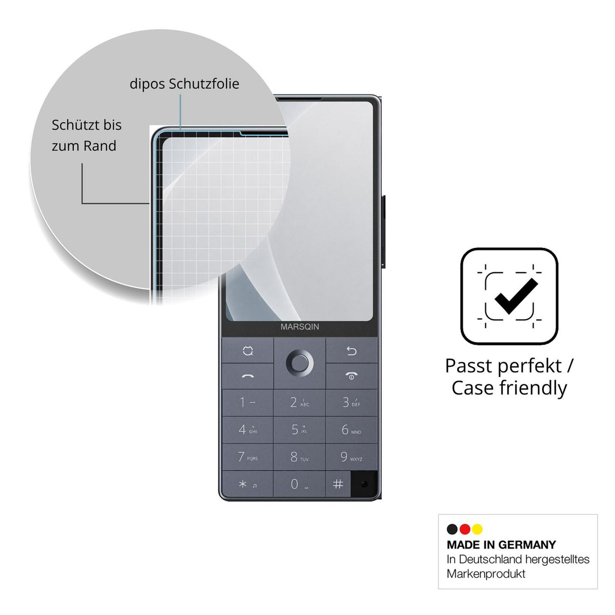 Schutzglasfolie mit optimaler Passform, zur Verwendung mit Hüllen geeignet