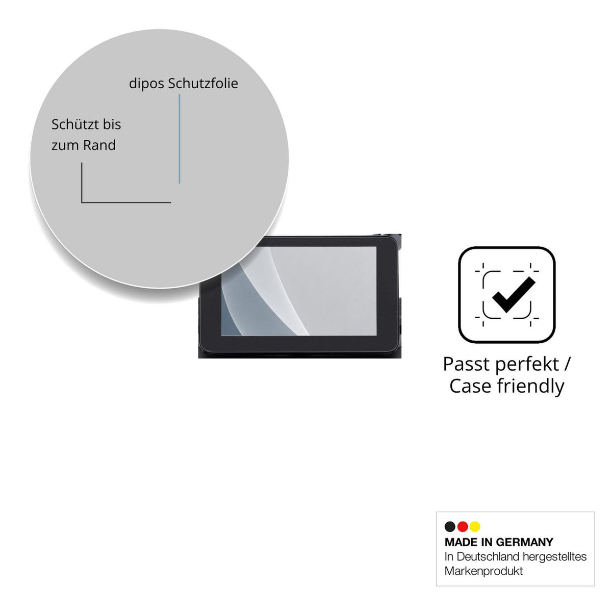 Schutzglasfolie mit optimaler Passform, zur Verwendung mit Hüllen geeignet