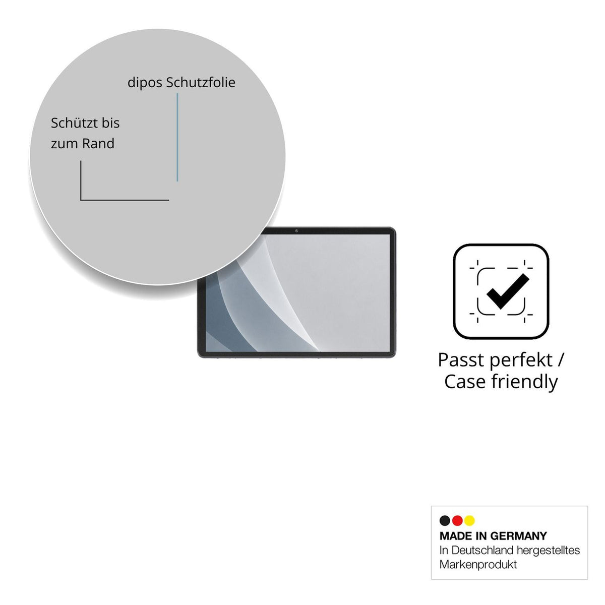 Schutzglasfolie mit optimaler Passform, zur Verwendung mit Hüllen geeignet