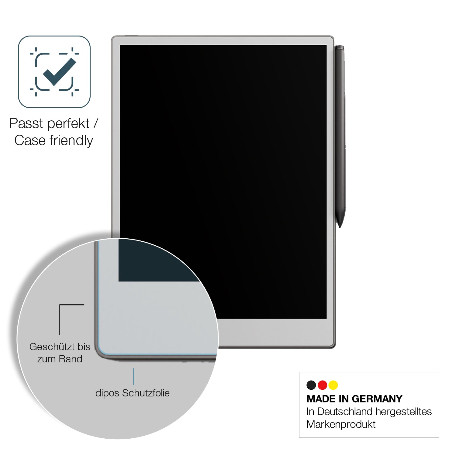 Schutzglasfolie mit optimaler Passform, zur Verwendung mit Hüllen geeignet