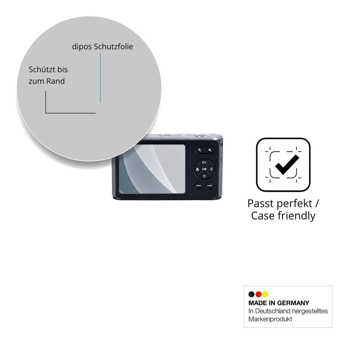 Schutzglasfolie mit optimaler Passform, zur Verwendung mit Hüllen geeignet