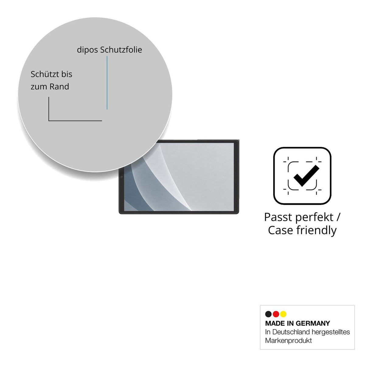 Schutzglasfolie mit optimaler Passform, zur Verwendung mit Hüllen geeignet