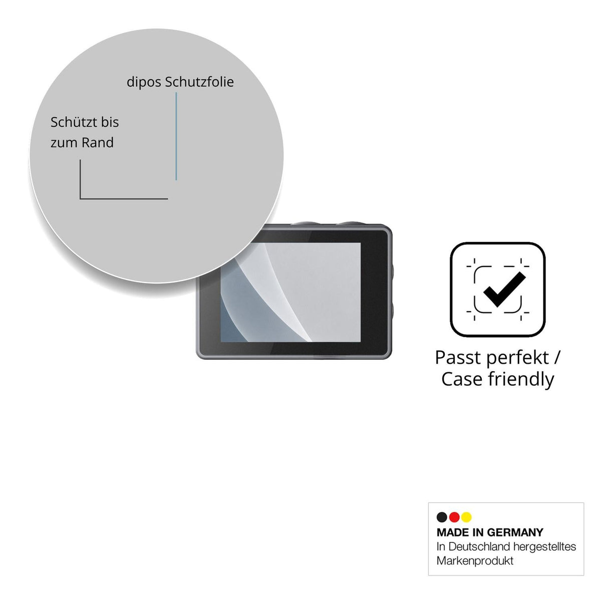 Schutzglasfolie mit optimaler Passform, zur Verwendung mit Hüllen geeignet
