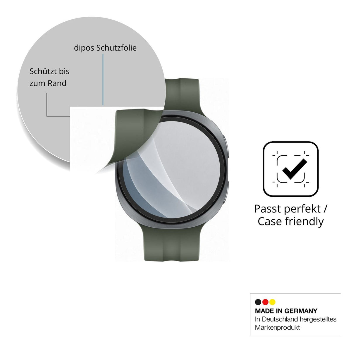 Schutzglasfolie mit optimaler Passform, zur Verwendung mit Hüllen geeignet
