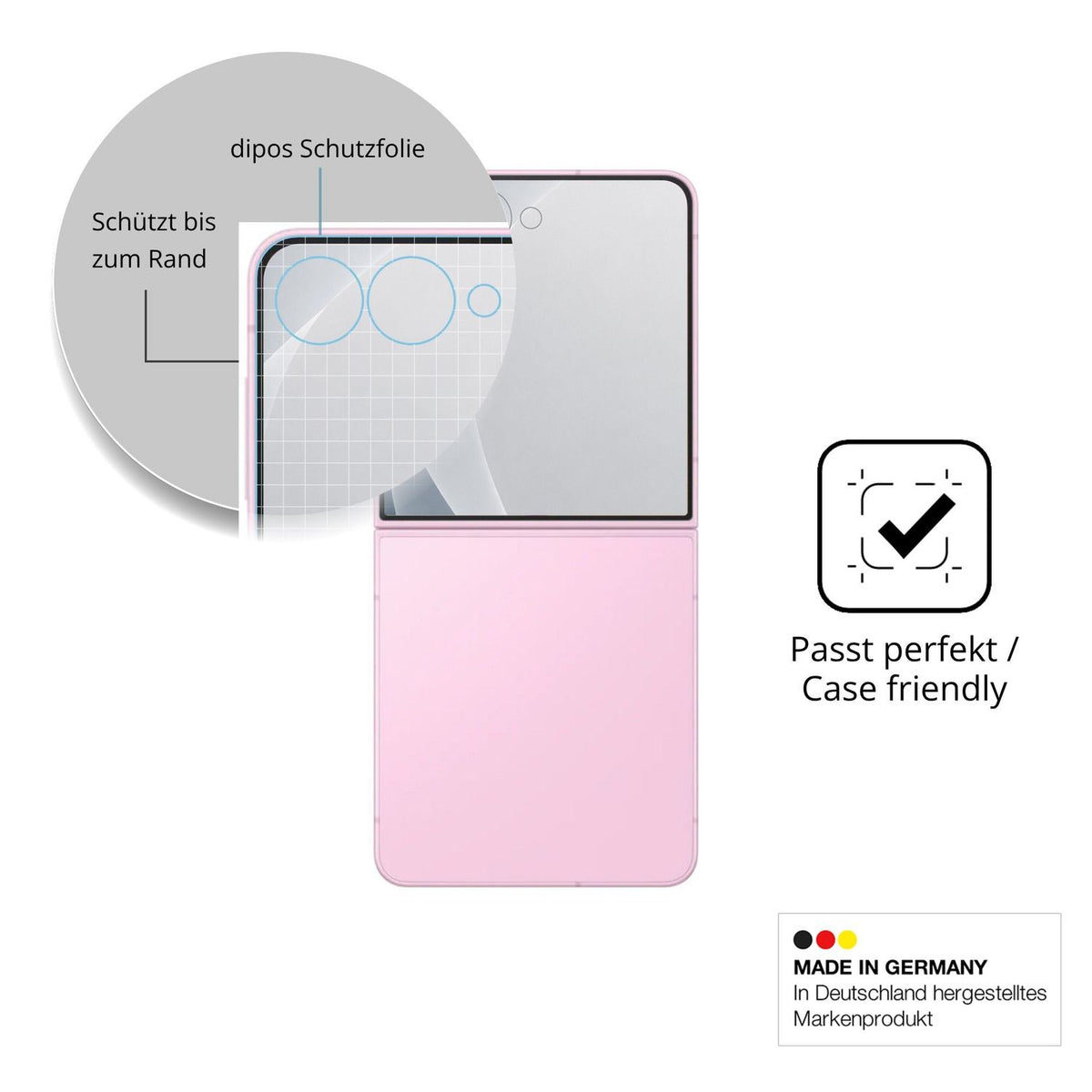 Schutzglasfolie mit optimaler Passform, zur Verwendung mit Hüllen geeignet
